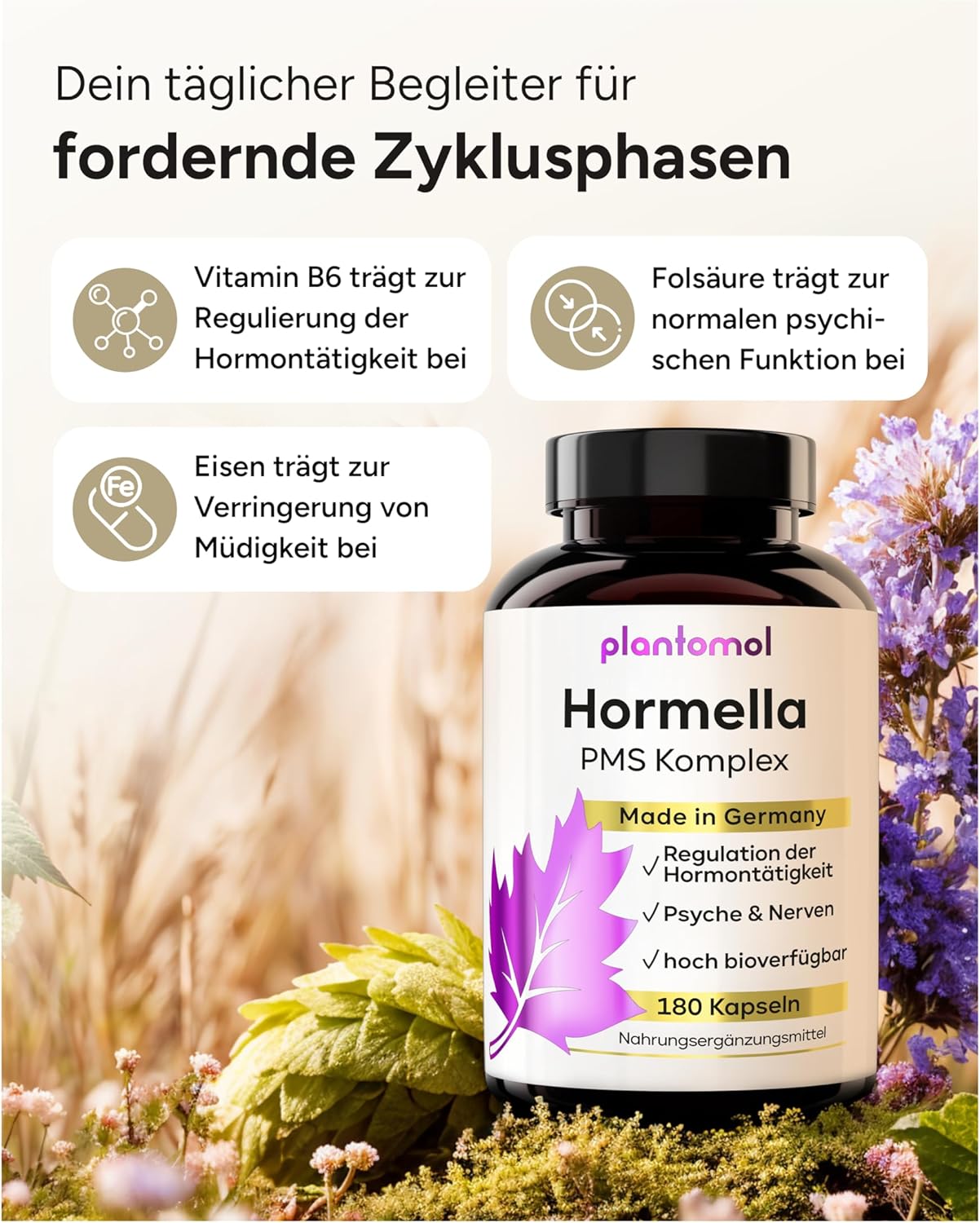 14x PMS Kapseln - Hormon Balance Frauen mit Myo-Inositol OPC Frauenmantel B6 & Mönchspfeffer hochdosiert - Hormella - 3 Monatsvorrat – Bild 8