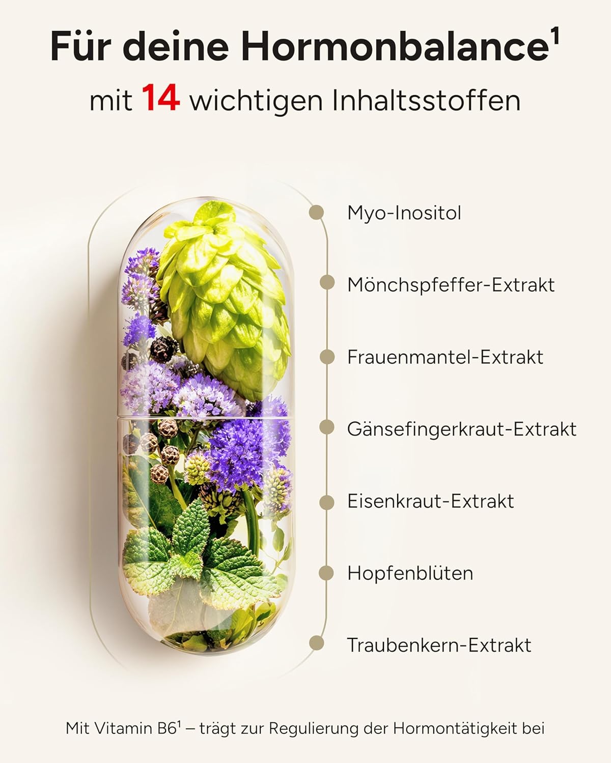 14x PMS Kapseln - Hormon Balance Frauen mit Myo-Inositol OPC Frauenmantel B6 & Mönchspfeffer hochdosiert - Hormella - 3 Monatsvorrat – Bild 3