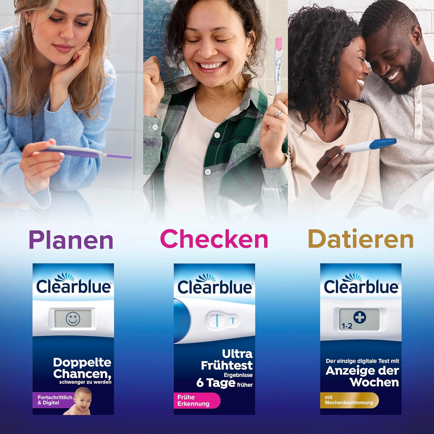 Clearblue Schwangerschaftstest Digital, Schwangerschaftstest, 1x Frühschwangerschaftstest / Frühschwangerschaftstest mit Wochenbestimmung, Schwangerschaft bestimmen, 25 mIU/ml – Bild 8