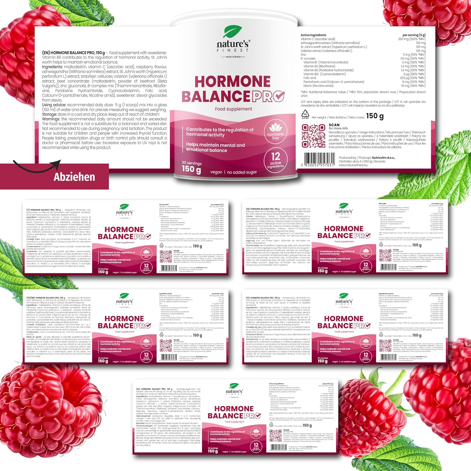 Nature's Finest Hormone Balance PRO – Hormone Balance Frauen mit Ashwagandha, Johanniskraut, B-Komplex, Zinkgluconat, Folsäure & Niacin – Pulver – 150 g – Hergestellt in der EU – Bild 9